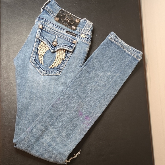 Miss Me Light Blue Skinny Jeans with Embellished Pockets - Picture 2 of 16